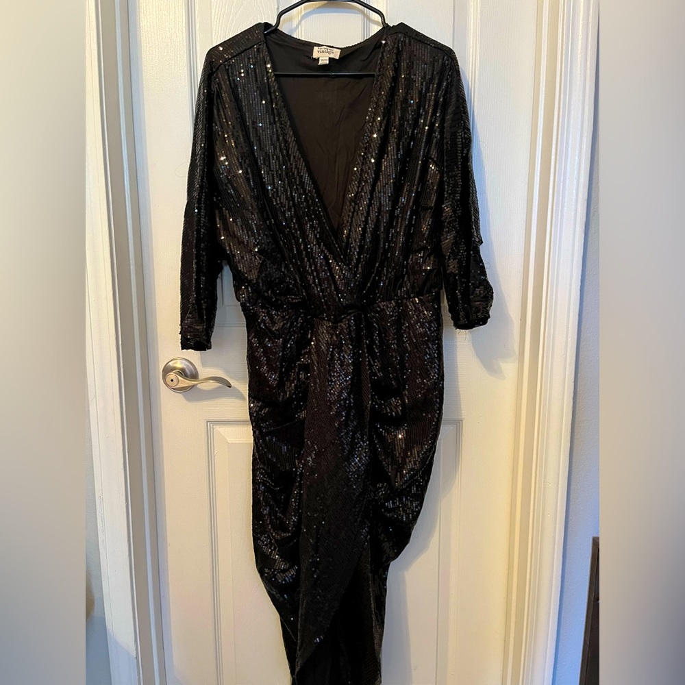 Black Sequin Tulip Dress